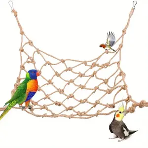 Parrot Swing Rope Bird Hanging Climbing Net with Hook Hammock Ladder Chew Play Toy, Gym Rat Rabbit Pet Supplies, Fun and Interactive Design