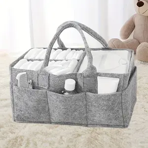 Cute Felt Storage Basket, Multi-Functional Diaper Organizer, Portable Baby Room Storage, Durable Home & Outdoor Use, Travel Diaper Bag