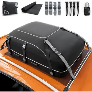 Rooftop Cargo Carrier - 21 Cubic  Soft-Shell  Roof Bag with 10 Heavy-Duty Compression & Tie-Down Straps, Anti-Slip Mat & Door Hooks - Fits  with or Without Roof Rack