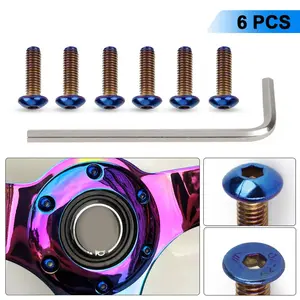 6pcs Steering Wheel Screw Bolts  Titanium Tapered  Round /  Flat Head Fit Lots of Steering Wheels volante
