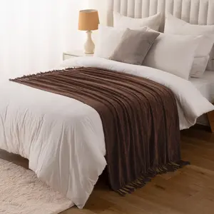 Battilo I  Summer Decorative Fringe Velvety Throw - Soft Cozy Textured Knit Throw Blanket with Handmade Fringe Tassels, Lightweight Decorative Farmhouse Blanket for Sofa Bed Chair, 50"x60"
