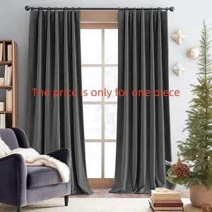 1PC Modern Simple Blackout Curtains, Heavy Curtain, Window Drapes, Thick Velvet French Vintage Style, Fall Winter Bedroom & Living Room Ring Design, Insulation Rod Processing Home Textile