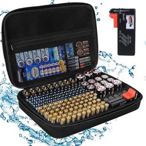 Battery Organizer Carrying Pouch, Portable Battery Storage Case with Tester, Battery Organizer for various batteries, AA, AAA, C, D, 9V Lithium Ion Battery Button Cell