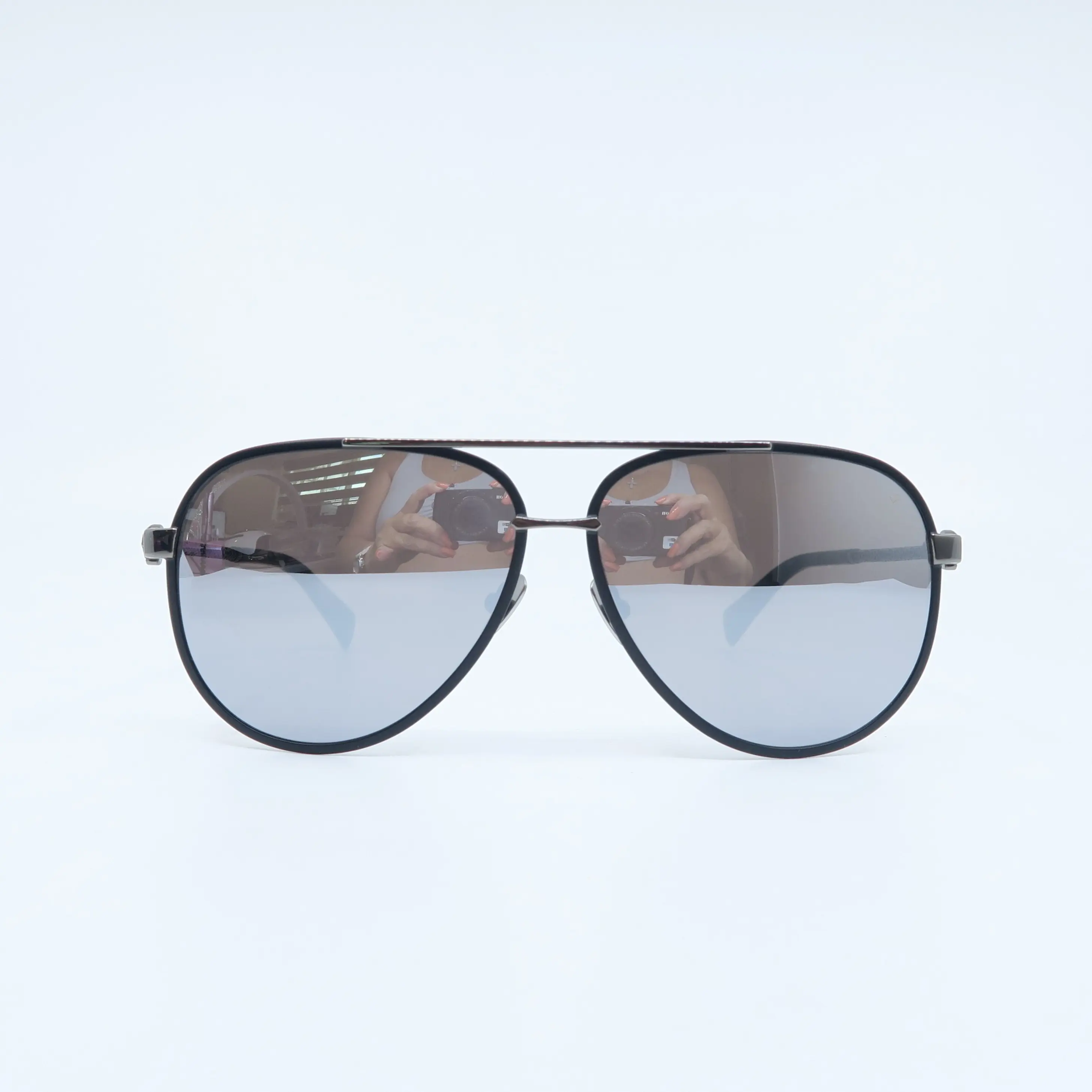 John Varvatos V546 63mm Matte Black & Gunmetal Aviator, New Men's Sunglasses