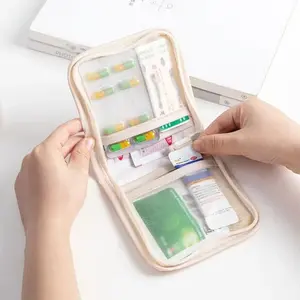 Mini Medical Pouch Portable Foldable Large Opening with Zip Sort First Aid Kit Outdoor Travel Essential Storage Bag