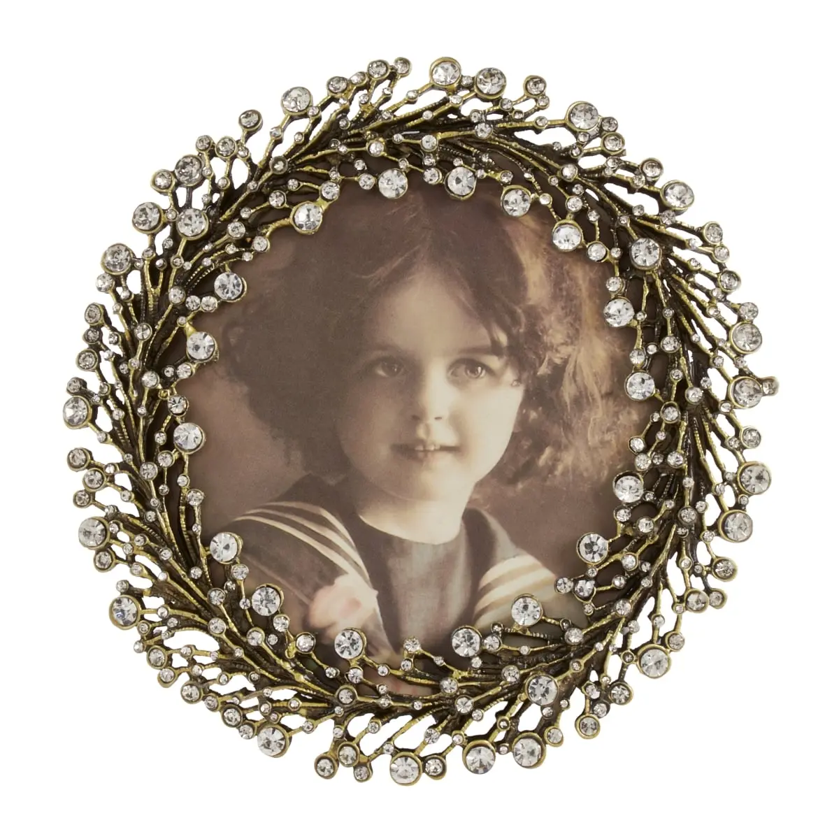 SARO PF802.C4R Jeweled Picture Frame with Wreath Design Clear