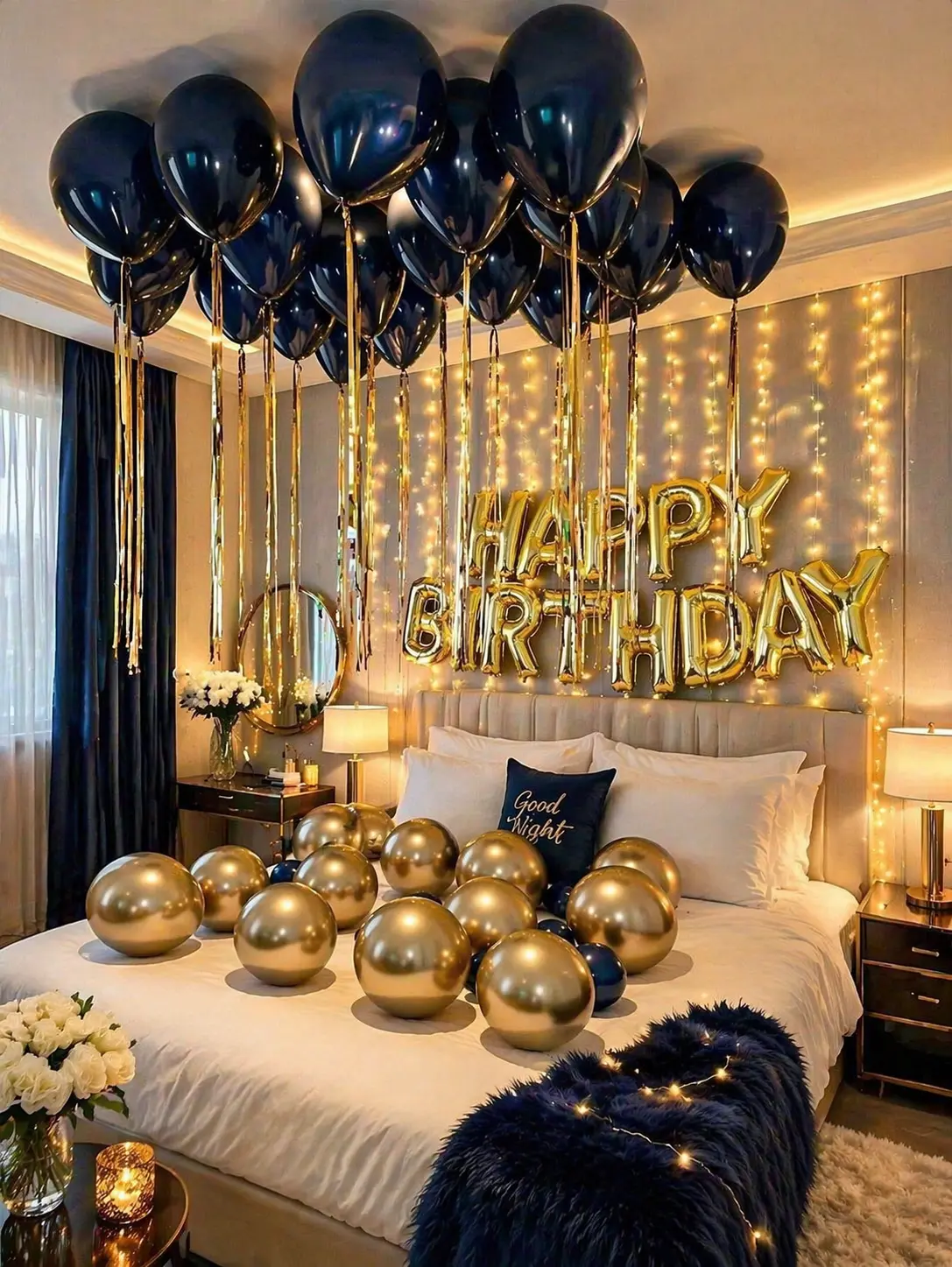 42PCS Elegant Unisex Gold and Blue Colorful Balloons Assortment - 16in Happy Birthday Letter & Latex Pieces for Simple Balloon Decor, Photo Backdrop, Room, Lightweight