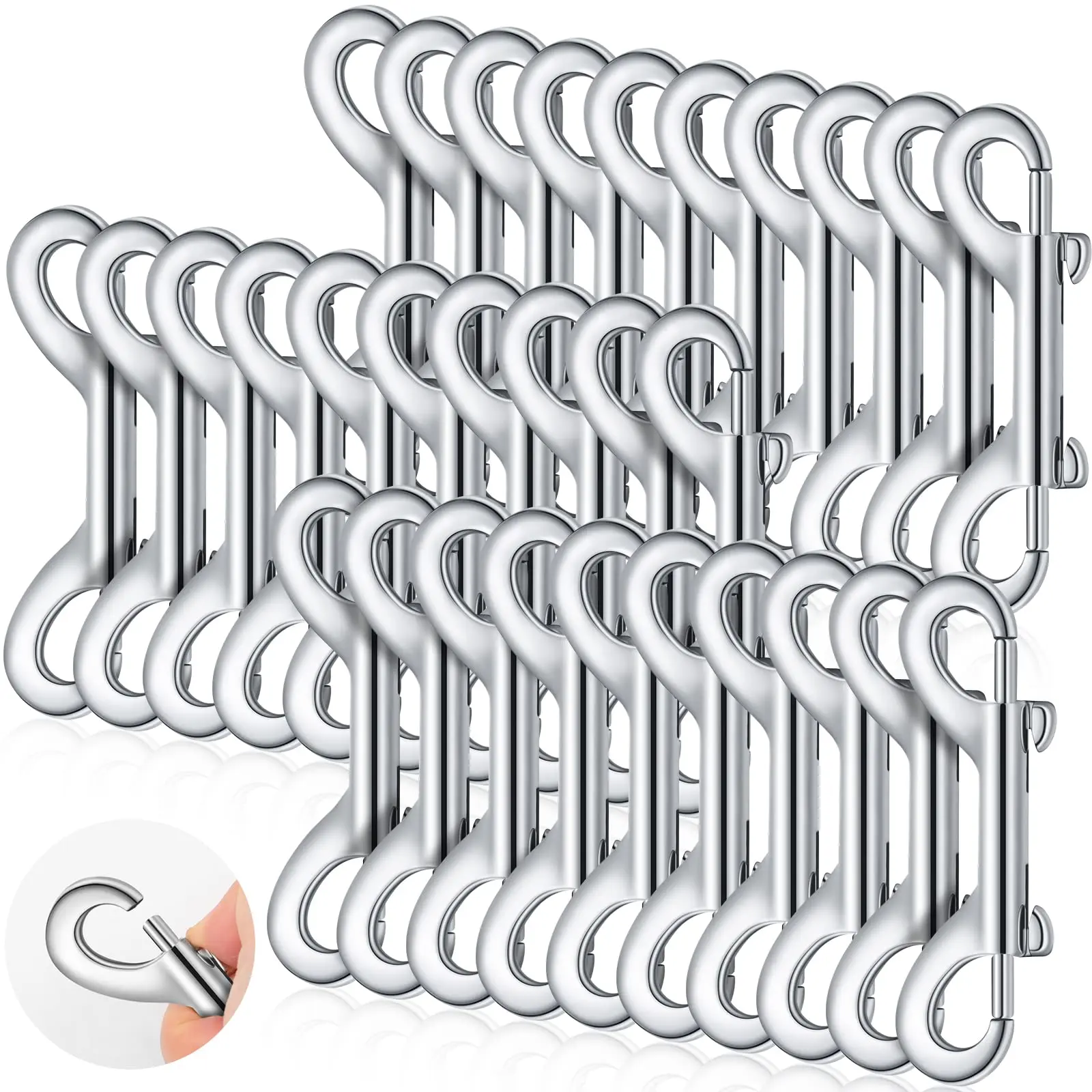 30Pcs/Set Double Ended Bolt Snaps Hooks,Double Trigger Chain Metal Clips Key Holder for Linking Key Chain Linking Pet Dog Leash Collar Sling Horse Feed Water Bucket,New Year Gifts,Hand Tools Kits