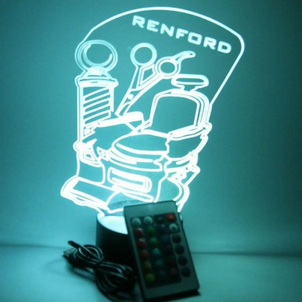 Barber Shop Chair LED Tabletop Night Light Up  Lamp, 16 Color options with Remote