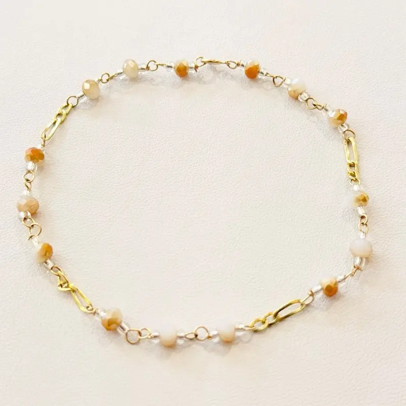 10k Handmade Bracelet -  orange white