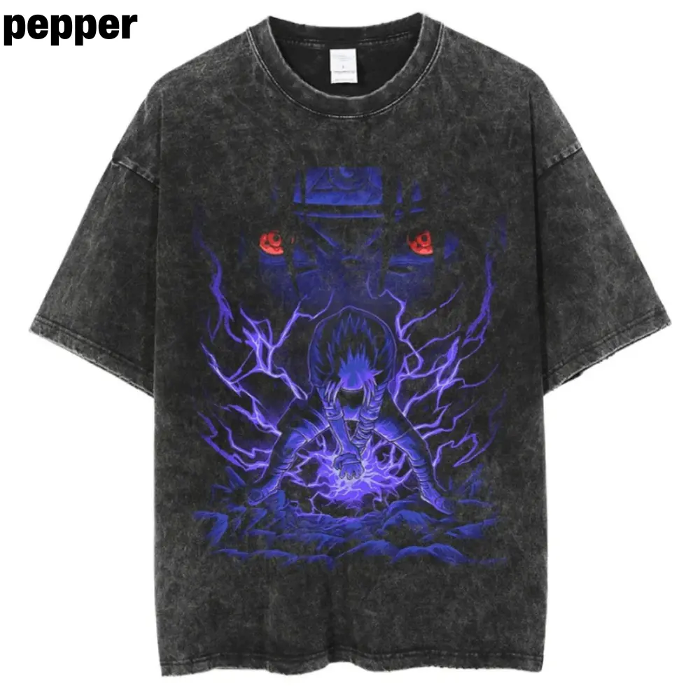 Vintage Sasuke Chidori Tee, T-shirt for men, Anime Shirt, Gift for her, gift for him Clothing Cotton