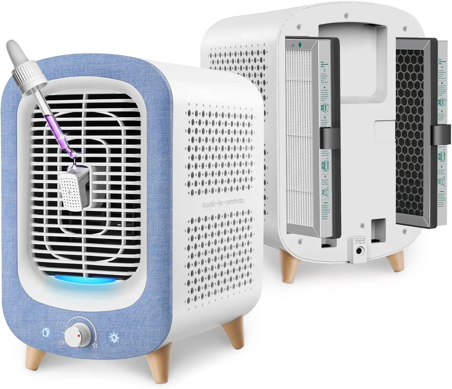 Jafända JF180 Air Purifiers , H13 HEPA & Activated Carbon Air Cleaner with Aromatherapy, Nightlight, and Bladeless Fan for Pets, Smokers, Allergies, Dust, Odor, and Pollen