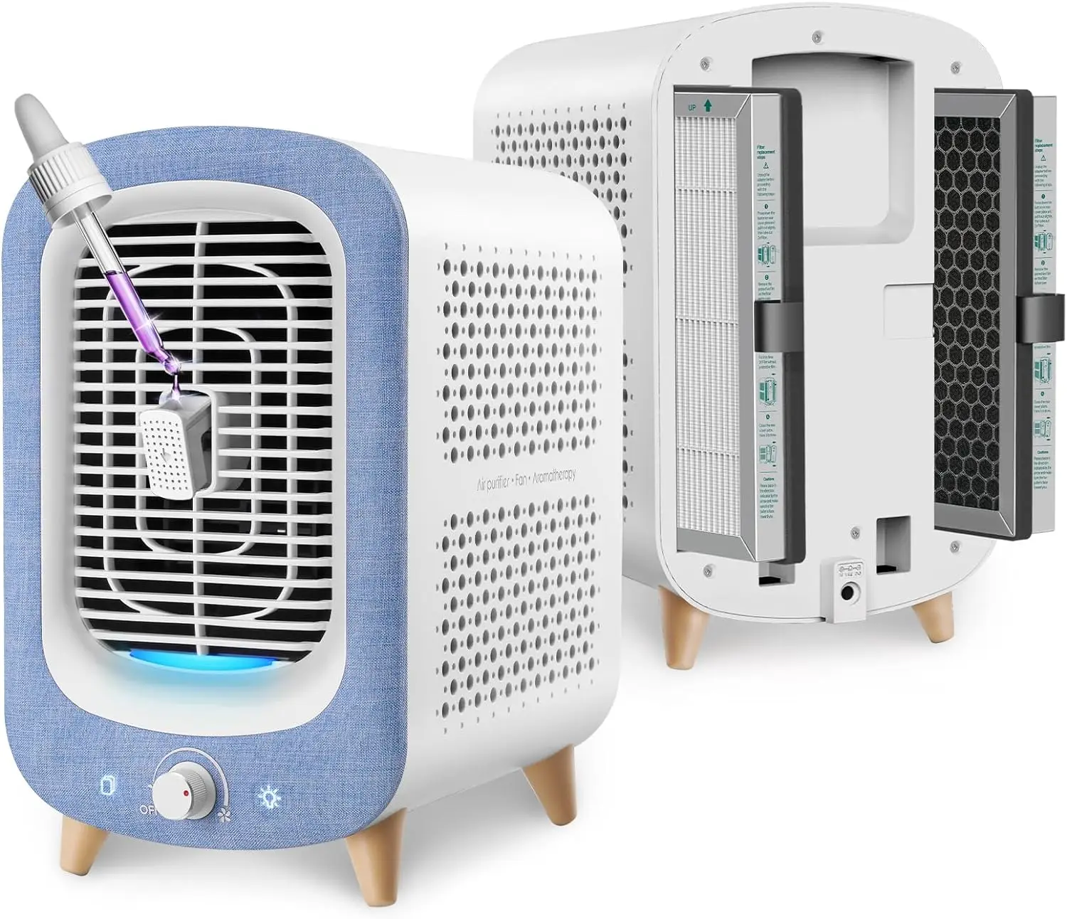 Jafända JF180 Air Purifiers , H13 HEPA & Activated Carbon Air Cleaner with Aromatherapy, Nightlight, and Bladeless Fan for Pets, Smokers, Allergies, D