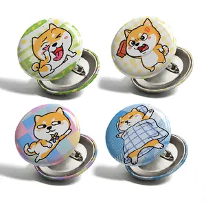 Cute Shiba Inu Mood Pin Badge Set for Women Men, Funny Cartoon Dog Button Brooches for Backpack Jacket Hats, 4PCS