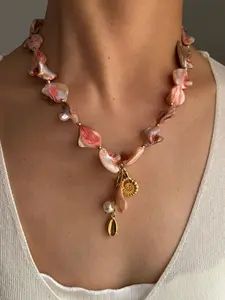 Boho Style Shell & Conch & Faux Pearl Decor Necklace, Fashion Jewelry for Party, Daily Clothing Decor, Trendy All-match & Exquisite Jewelry for Birthday Gift