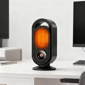 1000W Fast PTC Ceramic Heater Machine 3s Hot 8H Timer Thermostat Quiet Small Tip Over Safe for Bedroom Office Desk Under Desk Indoor Winter