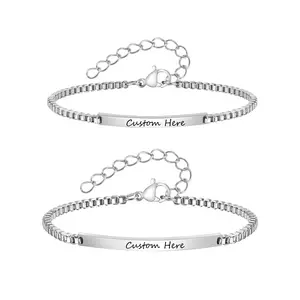 MP Couple Custom Bracelet Personalized Name Engraving ,Non Tarnish Hand Chain Titanium Steel Accessories for Men Women Couples Friends ,Valentine Day Gifts for bf gf valentine popular jewelry high quality Matching Mother Son elegant anniversary Love