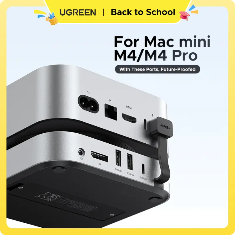 UGREEN Compact Dock & Stand for Mac mini M4/M4 Pro with NVMe SSD Enclosure, Computer Memory Card Readers, 3 USB A 10Gbps, USB Type-C Data Port for Fast Data Transfer, None,tiktokshopbacktoschool