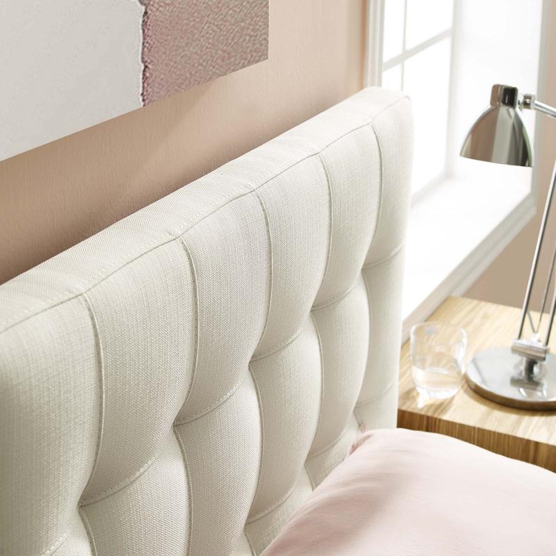 Modway Lily Twin Upholstered Fabric Headboard in Ivory
