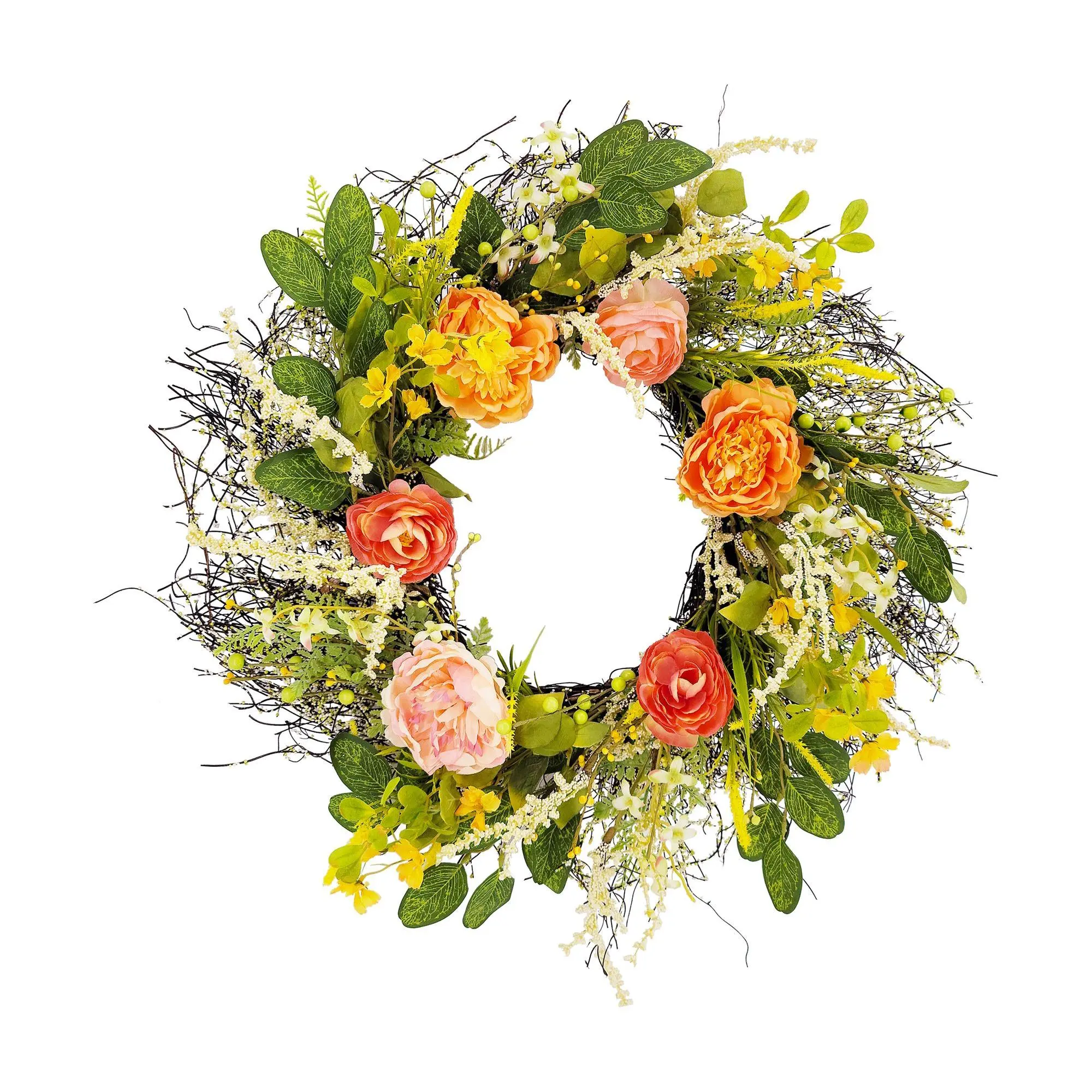 Puleo International 24" Artificial Peony FloralSpring Wreath
