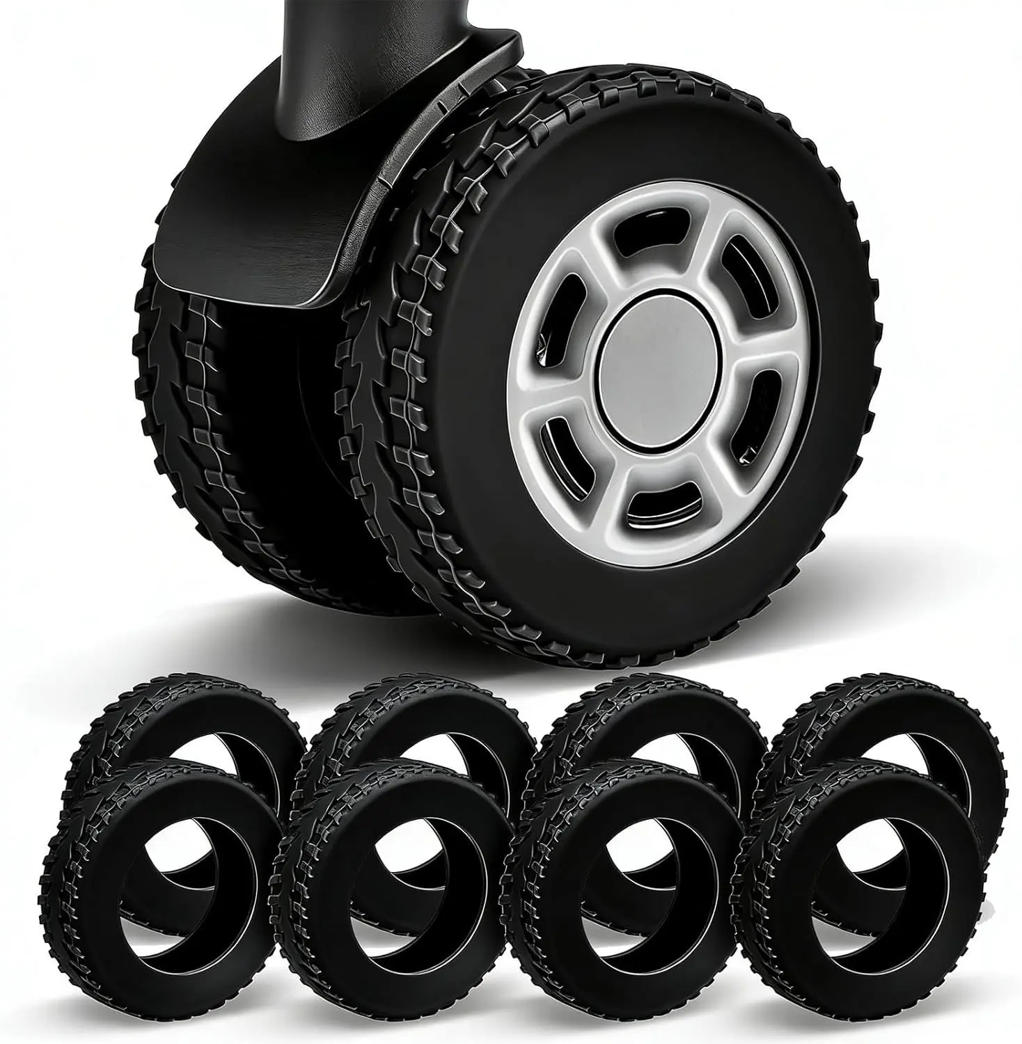 8PCS Suitcase Wheel Covers, Shock Absorbing Silent Spinner Wheel Protectors, Anti-Scratch Wear Resistant Luggage Caster Accessories for Carry On and Travel Suitcases