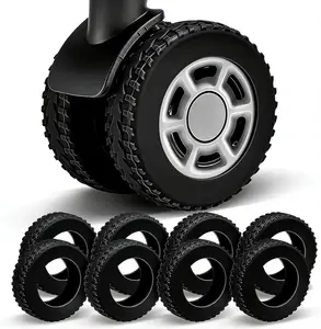 8PCS Suitcase Wheel Covers, Shock Absorbing Silent Spinner Wheel Protectors, Anti-Scratch Wear Resistant Luggage Caster Accessories for Carry On and Travel Suitcases