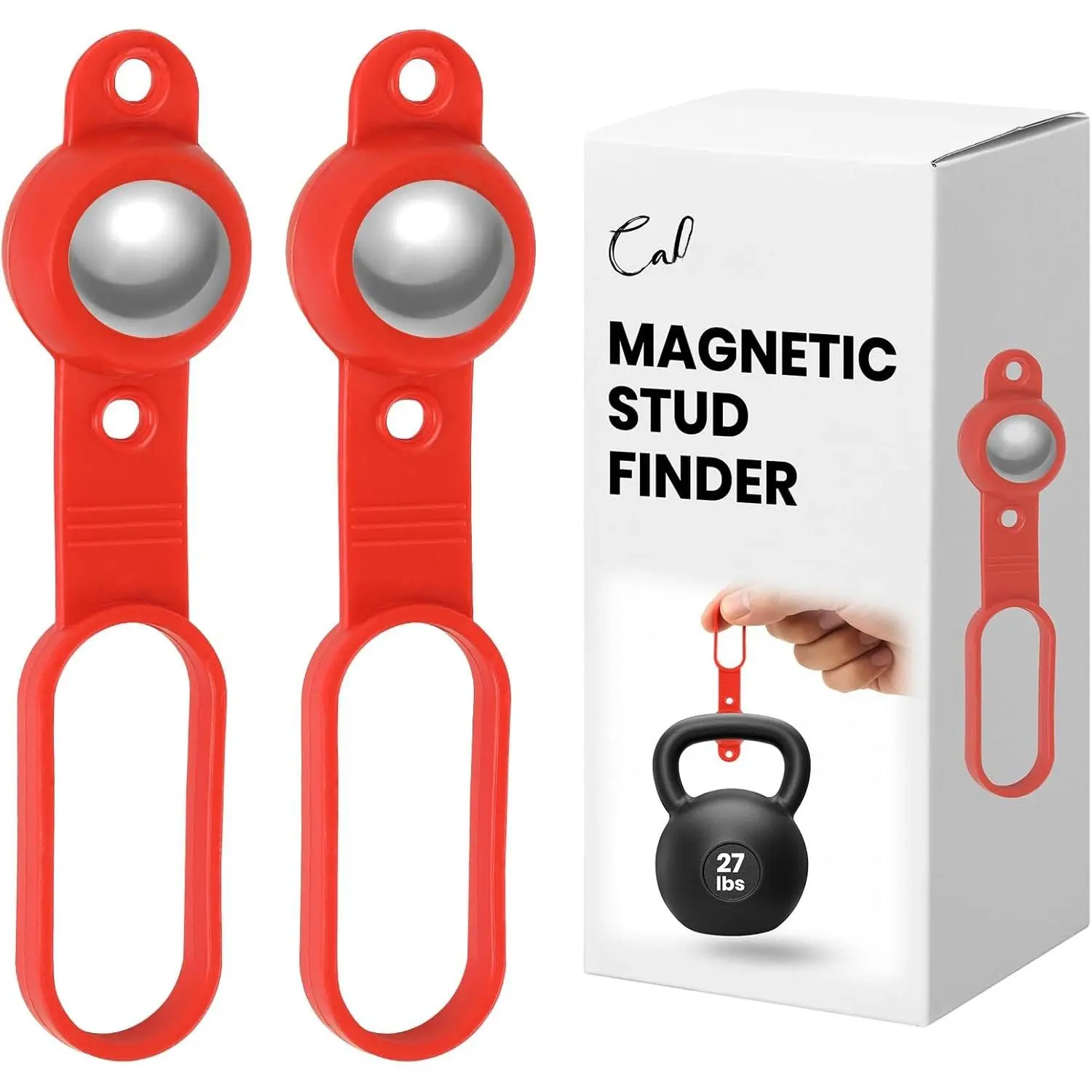 2 Pack Magnetic Stud Finder with 27 lbs Pull Power Stud Ball, Model 52300, Wall Finding Tool with Magnetic Force, Detects Nails Screws Metal, Works Through 5/8" Drywall or 3/4" Plywood Paneling, No Battery Required