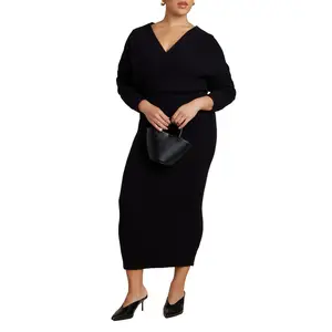 ELOQUII Women's Plus Size Wrap Sweater Maxi Dress
