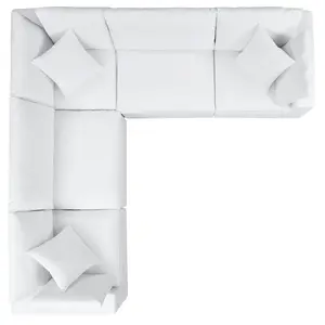 5-Pieces Elegant White Sunbrella® Outdoor Patio Sectional Sofa Furniture Set
