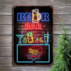 Neon Beer Bar Tin Sign 8x12 Inches non-light-up Metal Perfect for Bar Pub Lounge Game Room Sports Bar Nightlight Gift for Him Unique Vintage Tools Sports Beer Themes