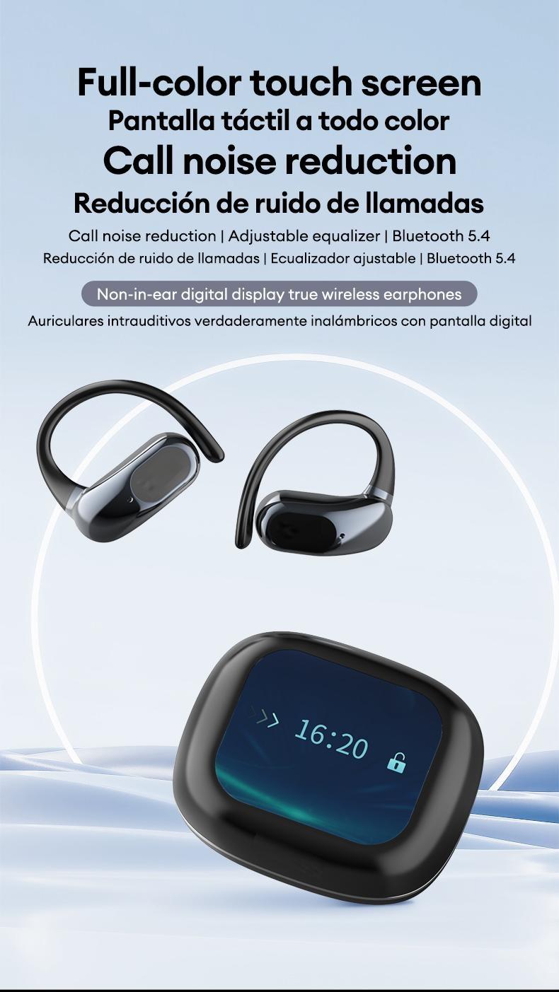 OpenAir Uitra  OWS Earbuds Full Color Touch Display Multifunctional Earbuds ENC Call Noise Canceling Headset Light-Weight Headphones with Mic