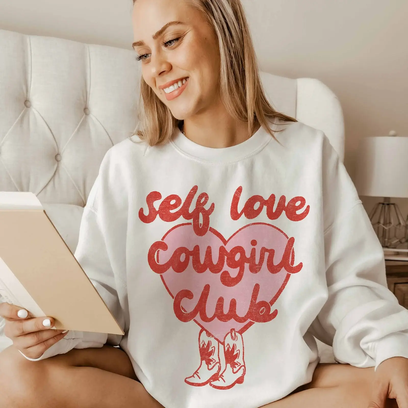 Cherry Sweatshirt Cowgirl Sweatshirt,  Self Love Valentine Sweatshirt , Valentine's Day Sweatshirt Valentines Sweater Disco Girl Coquette Girl
