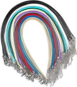 Leather Necklace Cord,55 PCS 11 Colors Necklace Rope with Clasp for Pendants, Waxed String for Bracelet Making Kit(18 inch-Thickness 1.5mm)