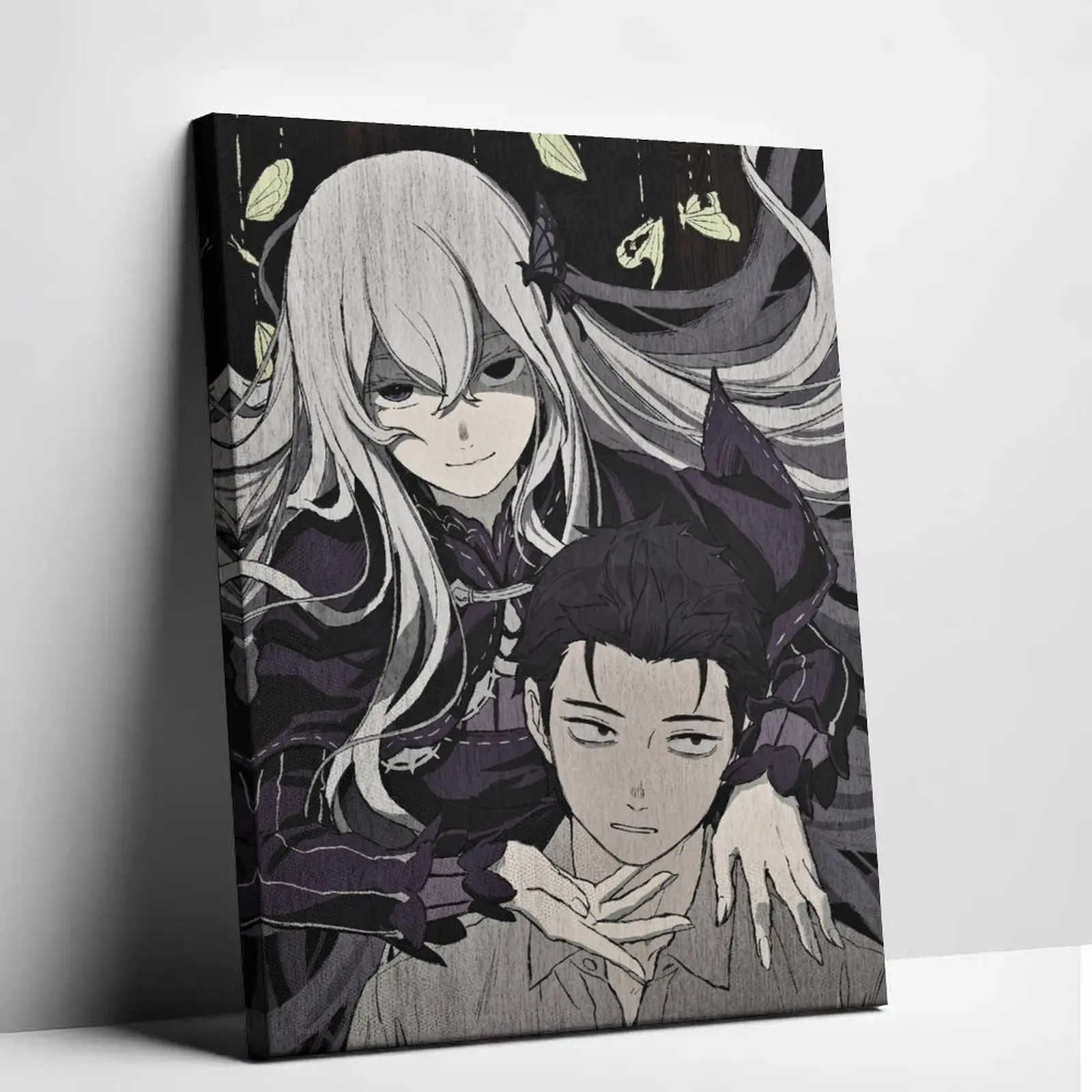 Dark Anime Gothic Canvas Wall Art – Mysterious White-Haired Girl Room Decor for Gamers & Anime Fans