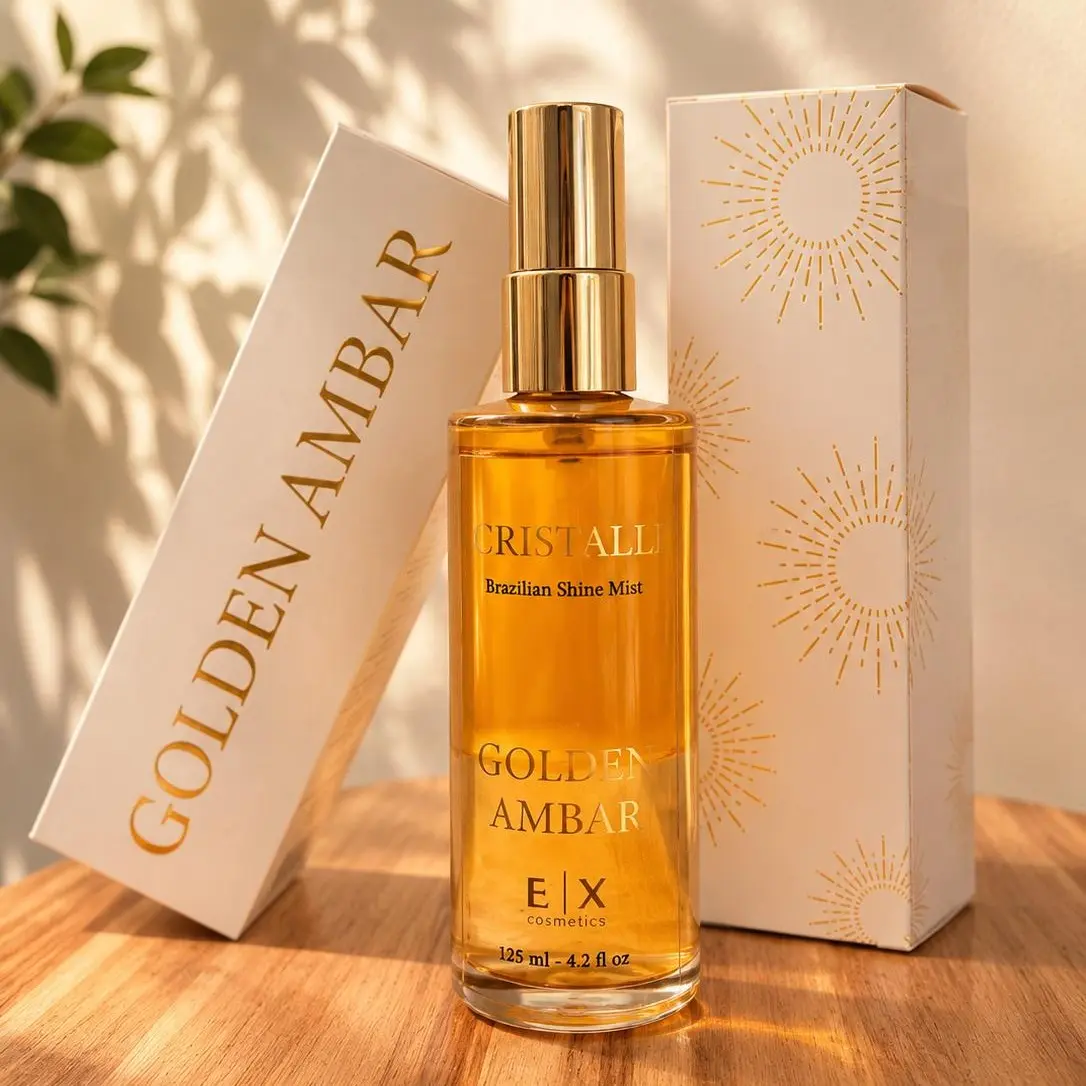 BELVET CRISTAL GOLDEN AMBAR Brazilian Hair Perfume & Shine Mist 125ml | Anti-Frizz | UV Protection | Hair Fragrance | Split End Sealer