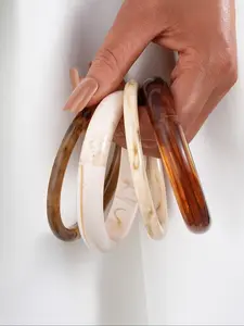 Women's Resin Bangle Bracelet Set, Stackable Bracelet, Elegant Jewelry Gift for Women, Perfect Birthday & Holiday Present, All-Season Accessory