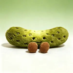 Cute Pickle Stuffed Plush Toy, Ultra-Soft Huggable Cotton Material, Adorable Face & Mini Feet Design, Perfect Present for All Ages