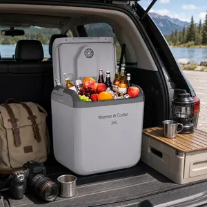 Portable 30L Car Refrigerator & Warmer – Thermoelectric 12V/110V Dual Power – Lightweight, Compact, With Handle – Ideal for Vehicle, Truck, Travel, Camping – Auto Interior Mini Fridge