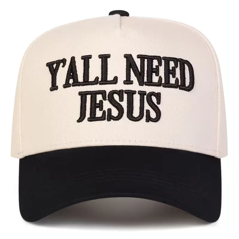 Y'ALL NEED JESUS Embroidered Baseball Hat Custom Thread Color Vintage Soft Cotton Adjustable Cap Trendy Streetwear Gift for Men & Women