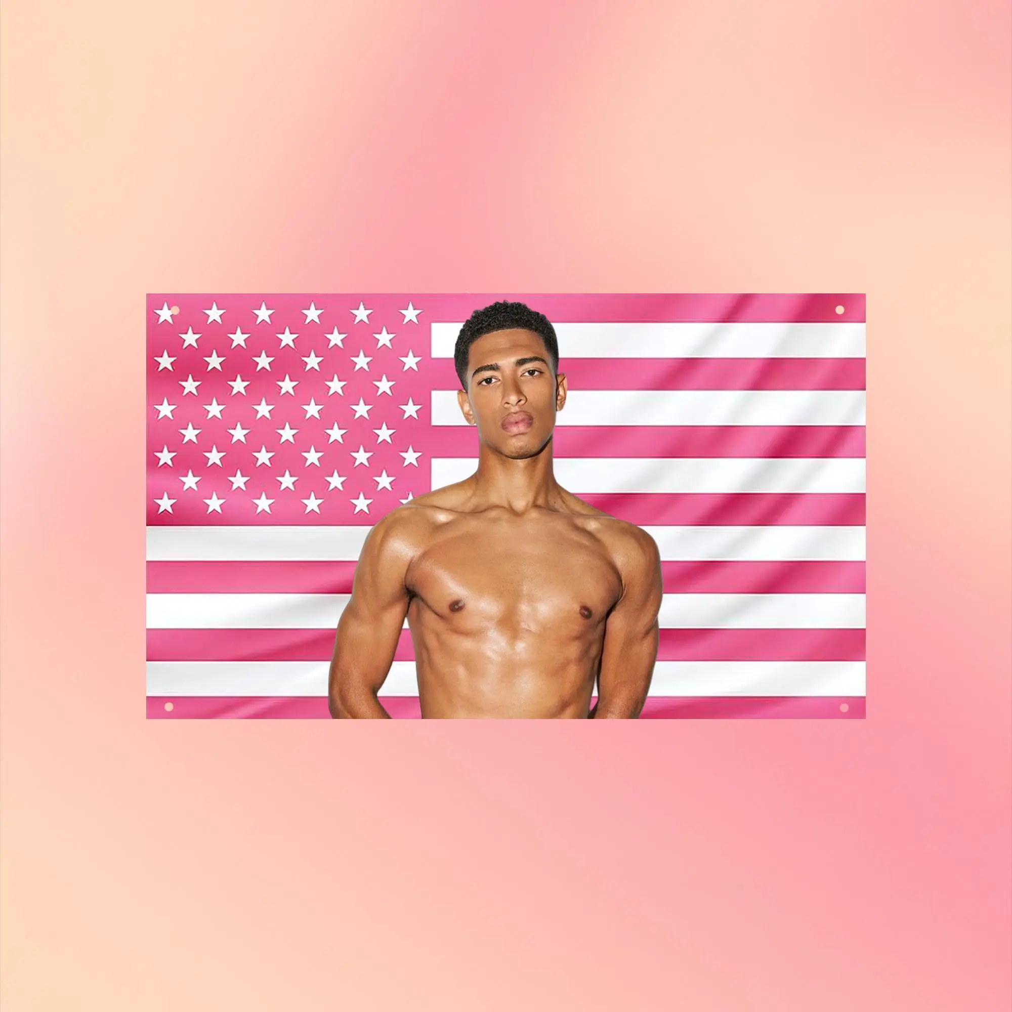 Jude Bellingham Pink US Flag, Hot Football Player Wall Tapestry, Soccer Star Wall Flag, Aesthetic Dorm Room Fan Gift