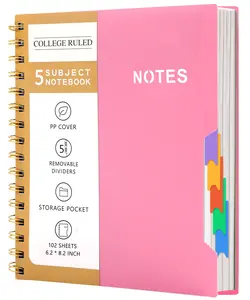 5 Subject Notebook College Ruled 6'' x 8'' Hardcover Spiral Lined Notebook with 5 Removable Colored Dividers 204 Pages Notebooks for Work, School Supplies, Home & Office, Writing Journal