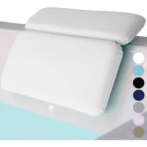 Bath Pillow for Tub, Improved Suction Cups, Luxury Bathtub Pillows, Headrest for Neck and Back Support, Relaxing Home Spa, Hot Tubs and Bathroom Essentials, Gifts for Women, 2 Panel White