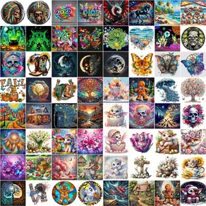 4pcs/8pcs Diamond Painting Kit, Cartoon Landscape Insect Animal Patterns, 30x30cm Full Drill Art Set for Wall Decor Beginners Adults Random style, DIY Kits
