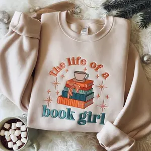 The Life of a Book Girl Embroidered Sweatshirt, Book Lovers Shirt .Book Club Sweatshirt, Book Girl Sweatshirt