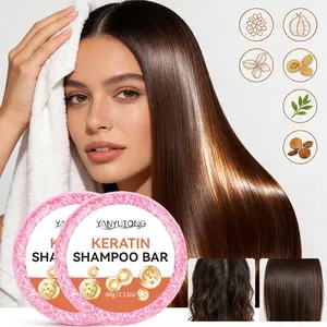 60g Keratin Shampoo Bar Glycerin + ascorbic acid + natural ingredients 4-step easy care, rich quick-rinse lather Cleanses, hydrates, strengthens Fights dryness, split ends, frizz Boosts shine & elasticity Natural Extract Shampoo