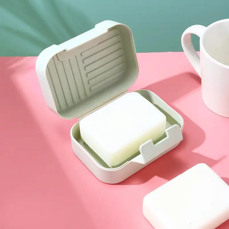 Portable Soap Dish with Lid, 1/2 Counts Waterproof Plastic Soap Dish, Soap Storage Tool for Bathroom & Dormitory, Summer Fathers Day Gift