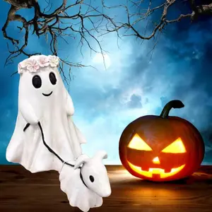 Creative Ghost Walking Dog Statue, Decorative figurines, Unique Home Decor & Desk Accessory, Perfect for Halloween Season, Cute Office Decoration