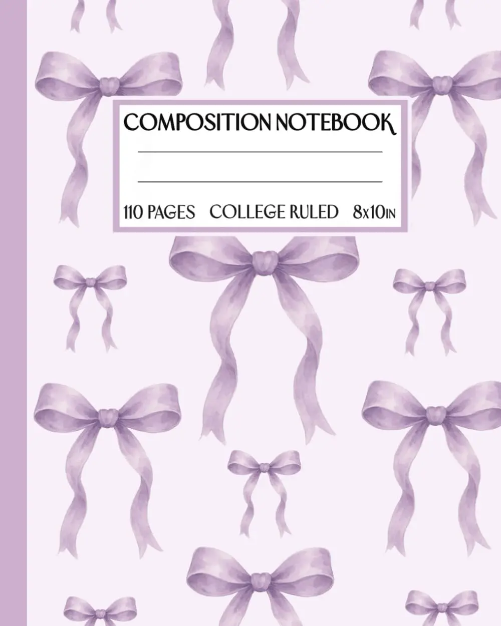 Coquette Composition Notebook: Girly Aesthetic Purple Journal with Cute Bows | 8x10" College Ruled Lined Notebook for Girls, Teens and Women.