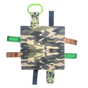 Army Camouflage Military Crinkle Tag Square Lovey Blanket for Military Children with Variety of Textures and Teething Toy Link