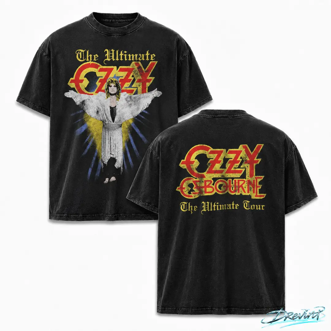 Ozzy Osbourne The Ultimate Tour Vintage Washed Oversized Graphic Tee, Unisex Rock Band Streetwear, Y2K Clothing, Short Sleeve Concert Shirt, A Comfortable Summer Gift